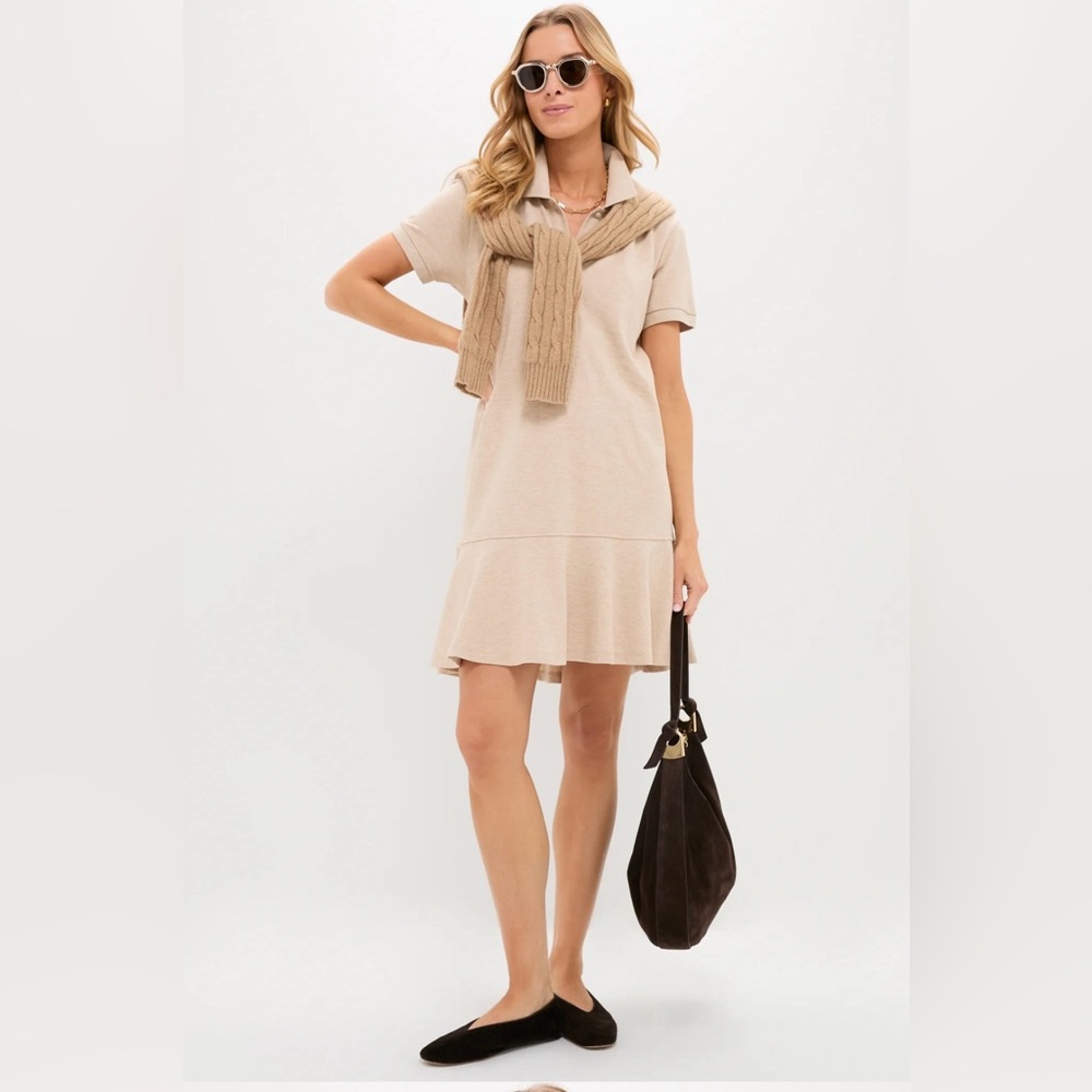 Tuckernuck Sandstone Pique May Polo Ruffle Hem Mini Dress Size Small